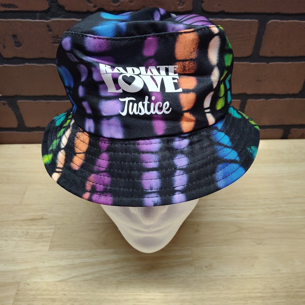 Justice tween bucket hat Radiate Love tie dye black one size fits most